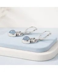 Aquamarine Heart Earrings - 925 Sterling Silver Cute Kitty Jewelry