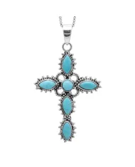 Arizona Turquoise Cross Pendant Necklace | 925 Sterling Silver Gift