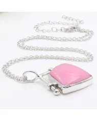 925 Sterling Silver Pink Opal Pendant – Handmade Cabochon Jewelry