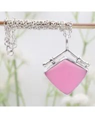 925 Sterling Silver Pink Opal Pendant – Handmade Cabochon Jewelry