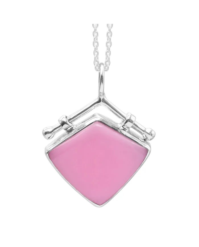 925 Sterling Silver Pink Opal Pendant – Handmade Cabochon Jewelry