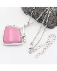 925 Sterling Silver Pink Opal Pendant – Handmade Cabochon Jewelry