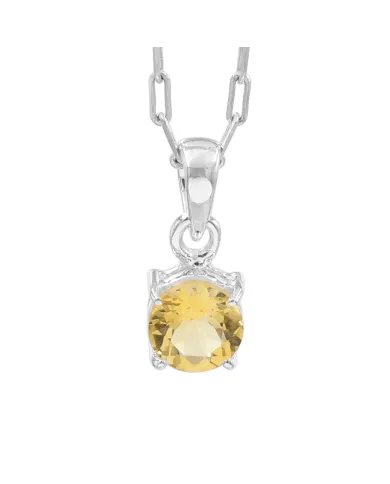 Citrine Pendant in 925 Sterling Silver - Handmade Minimalist Jewelry