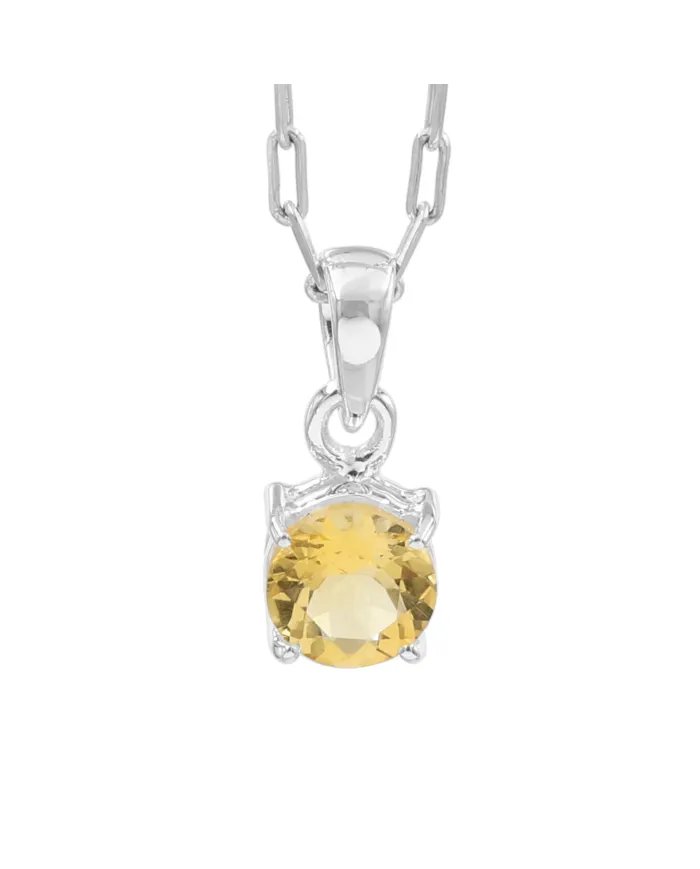 Citrine Pendant in 925 Sterling Silver - Handmade Minimalist Jewelry