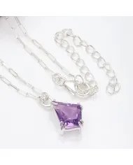 Amethyst Pendant - Handmade 925 Sterling Silver Gemstone Necklace