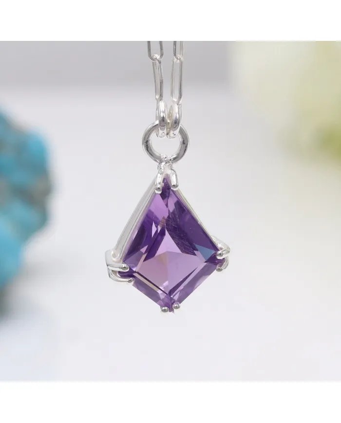 Amethyst Pendant - Handmade 925 Sterling Silver Gemstone Necklace
