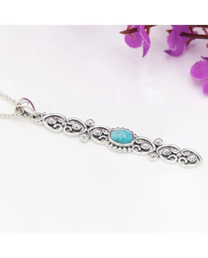 Arizona Turquoise Pendant - Sterling Silver Handmade Vintage Jewelry