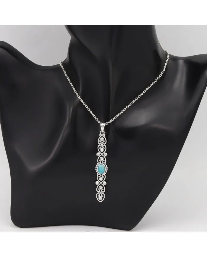 Arizona Turquoise Pendant - Sterling Silver Handmade Vintage Jewelry
