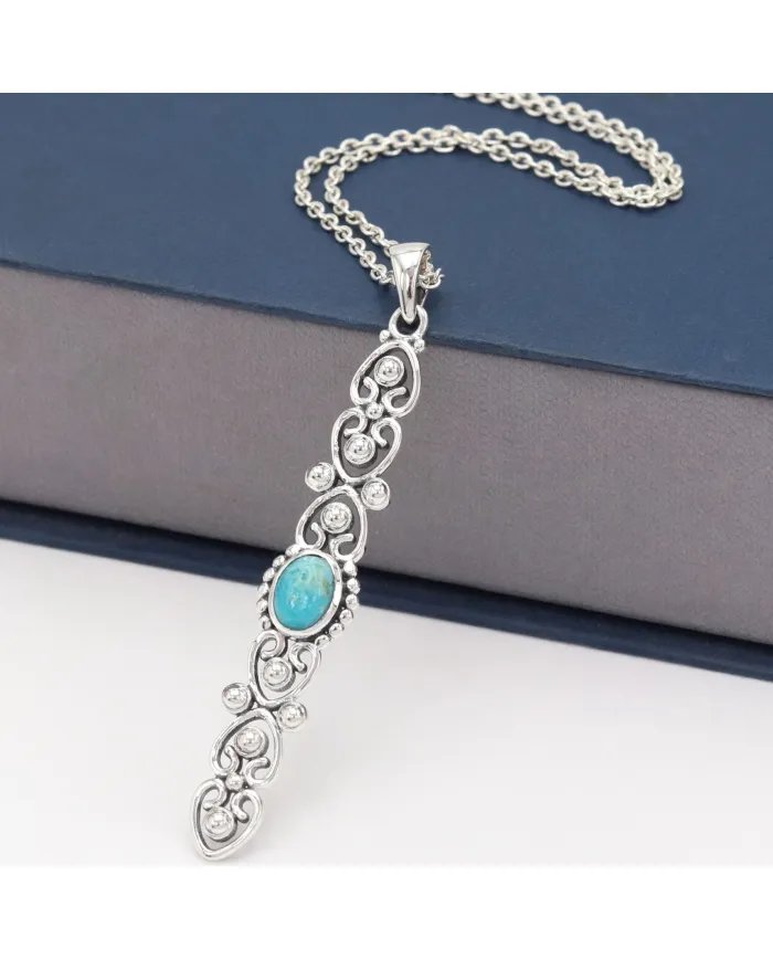 Arizona Turquoise Pendant - Sterling Silver Handmade Vintage Jewelry