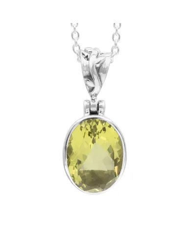 Natural Lemon Quartz Pendant - 925 Sterling Silver Versatile Jewelry