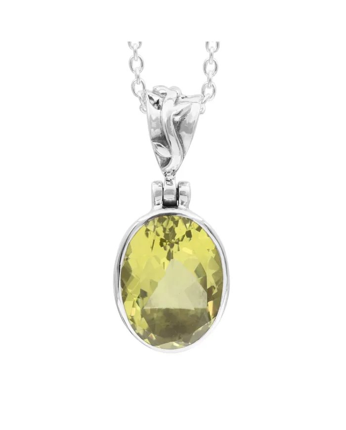 Natural Lemon Quartz Pendant - 925 Sterling Silver Versatile Jewelry