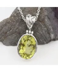 Natural Lemon Quartz Pendant - 925 Sterling Silver Versatile Jewelry