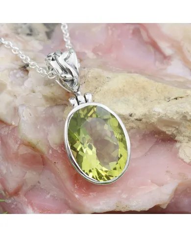 Natural Lemon Quartz Pendant - 925 Sterling Silver Versatile Jewelry