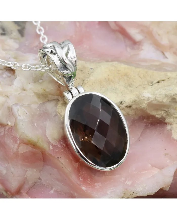 Smoky Quartz Pendant - 925 Sterling Silver Versatile Handmade Jewelry