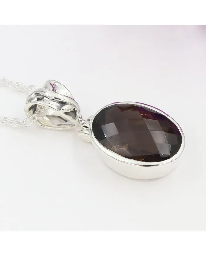 Smoky Quartz Pendant - 925 Sterling Silver Versatile Handmade Jewelry