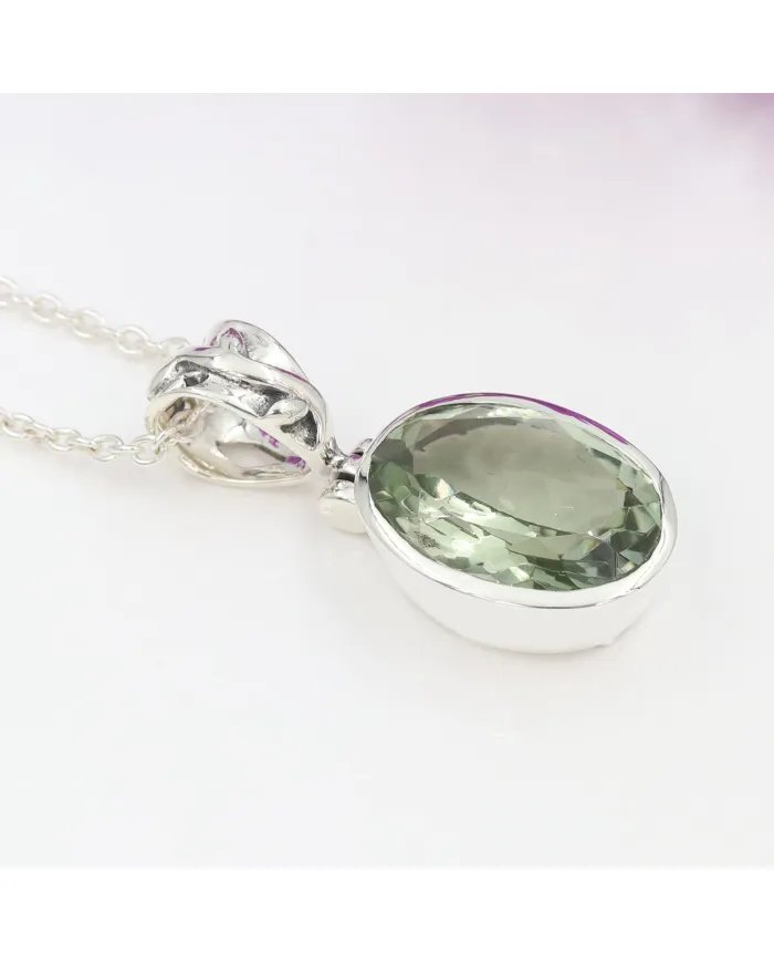 Green Amethyst Pendant - 925 Sterling Silver Versatile Jewelry