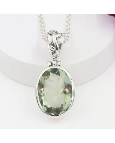 Green Amethyst Pendant - 925 Sterling Silver Versatile Jewelry
