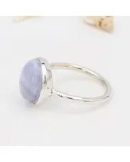 Blue Lace Agate Ring - 925 Sterling Silver Handmade Gemstone Jewelry