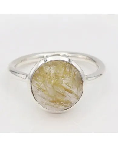 Rutilated Quartz Gemstone Ring - 925 Sterling Silver Handmade Jewelry