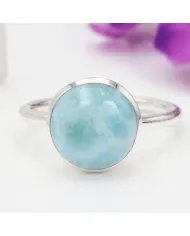 Larimar Gemstone Ring - 925 Sterling Silver Handmade Gemstone Jewelry