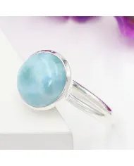 Larimar Gemstone Ring - 925 Sterling Silver Handmade Gemstone Jewelry