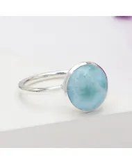 Larimar Gemstone Ring - 925 Sterling Silver Handmade Gemstone Jewelry