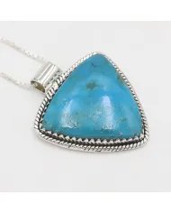 Arizona Turquoise Pendant - 925 Sterling Silver Bohemian Necklace