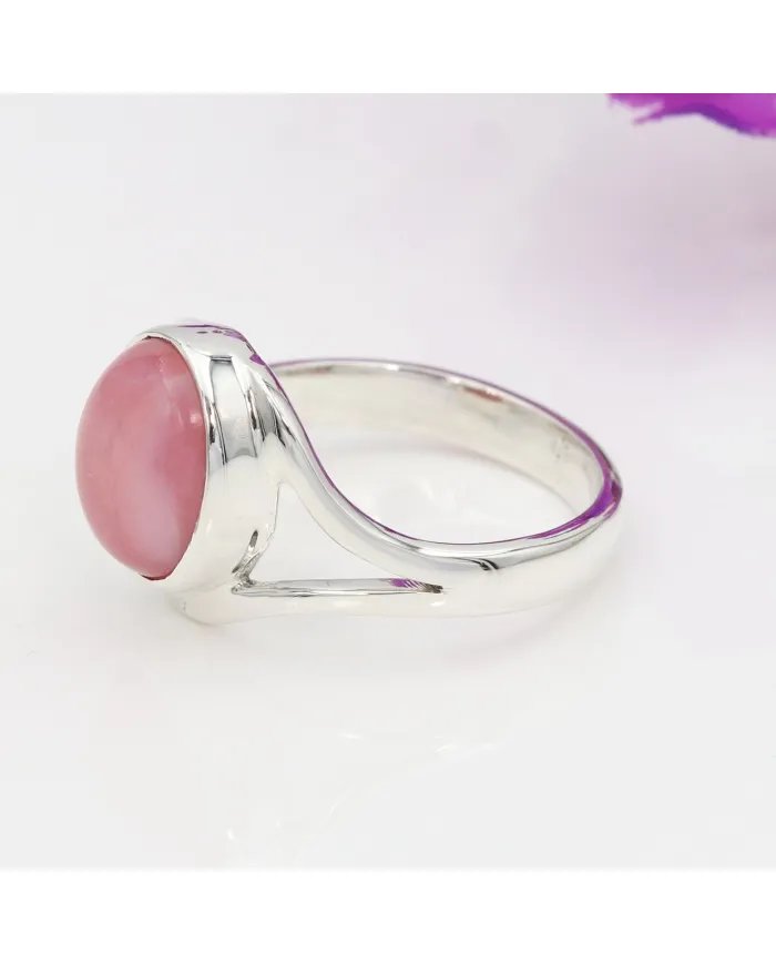 Pink Opal Ring - 925 Sterling Silver Handmade Oval Gemstone Jewelry