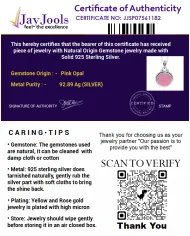 925 Sterling Silver Pink Opal Pendant – Round Gemstone Jewelry