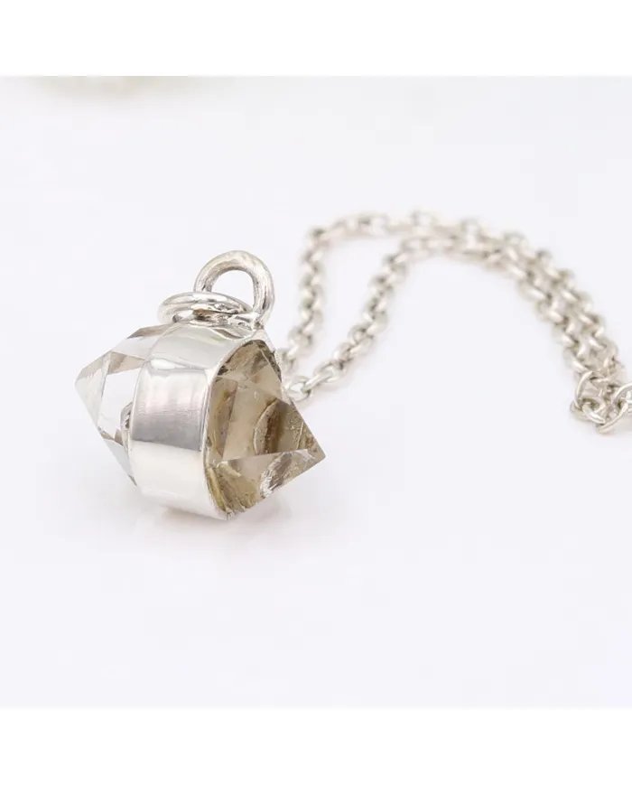 Herkimer Diamond Pendant - 925 Sterling Silver Rough Gemstone Jewelry