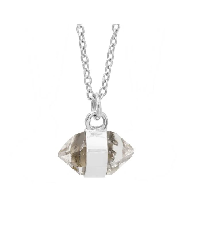 Herkimer Diamond Pendant - 925 Sterling Silver Rough Gemstone Jewelry