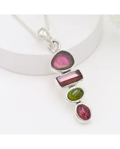 Multi Tourmaline Pendant – Handmade 925 Sterling Silver Gemstone Jewelry