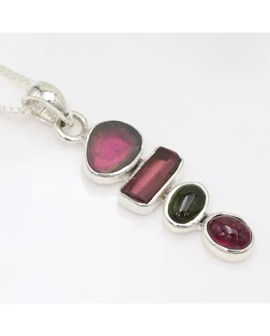Multi Tourmaline Pendant – Handmade 925 Sterling Silver Gemstone Jewelry