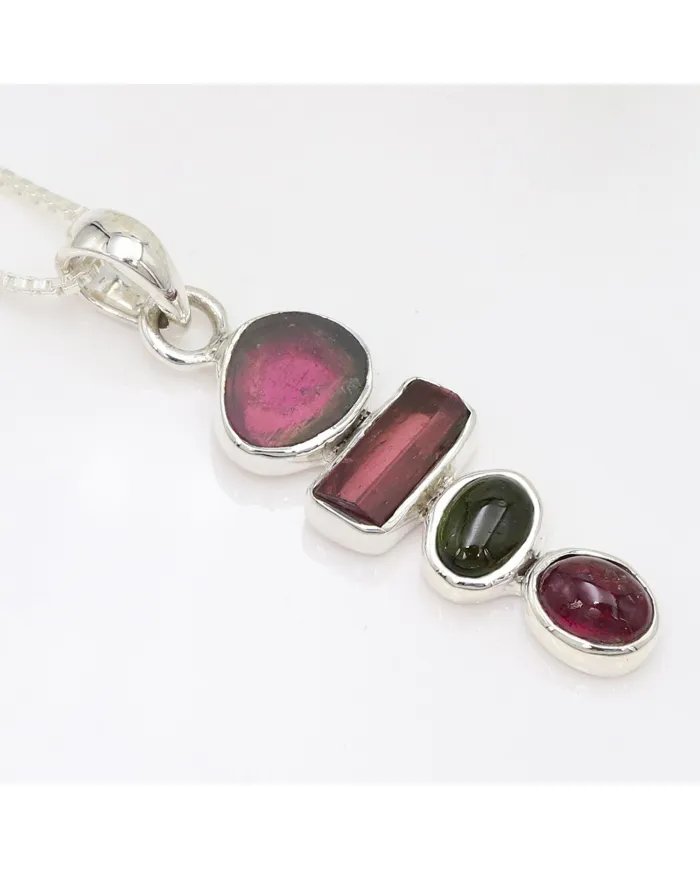 Multi Tourmaline Pendant – Handmade 925 Sterling Silver Gemstone Jewelry