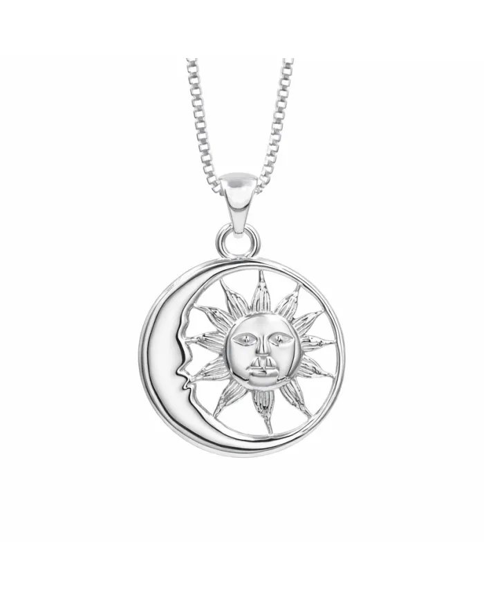 Moon & Sun Pendant in 925 Sterling Silver – Symbolic Energetic Jewelry