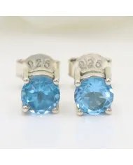 Sky Blue Topaz Stud Earrings – 925 Sterling Silver Minimalist Jewelry