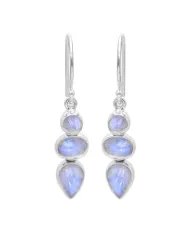 Arizona Turquoise & Rainbow Moonstone Earrings in 925 Sterling Silver