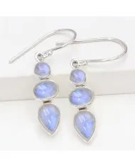 Rainbow Moonstone Dangle Earrings - 925 Sterling Silver Handmade Jewelry