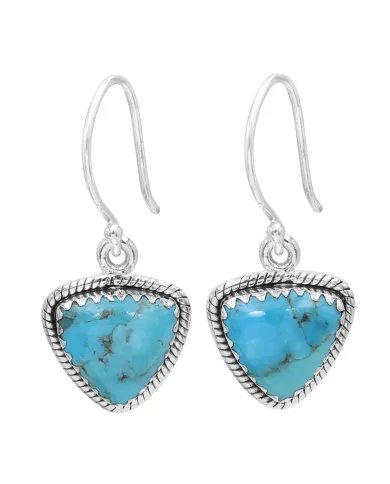 Natural Blue Turquoise Earrings – 925 Sterling Silver Handmade Jewelry