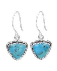 Natural Blue Turquoise Earrings – 925 Sterling Silver Handmade Jewelry
