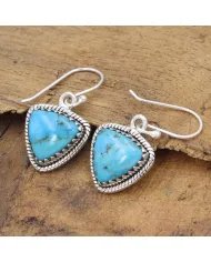Natural Blue Turquoise Earrings – 925 Sterling Silver Handmade Jewelry