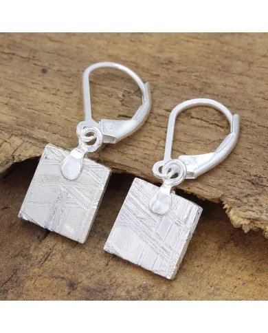 Meteorite Dangle Earrings - 925 Sterling Silver Handmade Jewelry