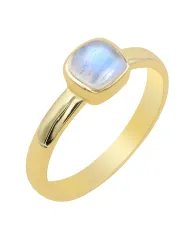 Rainbow Moonstone Half Eternity Ring in Sterling Silver – Handmade Jewelry