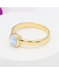 Rainbow Moonstone Ring - Gold Plated 925 Silver Gemstone Jewelry for Her