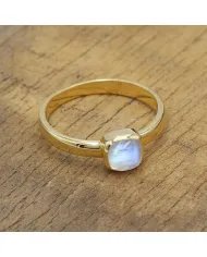 Rainbow Moonstone Ring - Gold Plated 925 Silver Gemstone Jewelry for Her
