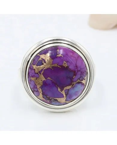 Purple Copper Turquoise Ring - 925 Sterling Silver Gemstone Jewelry