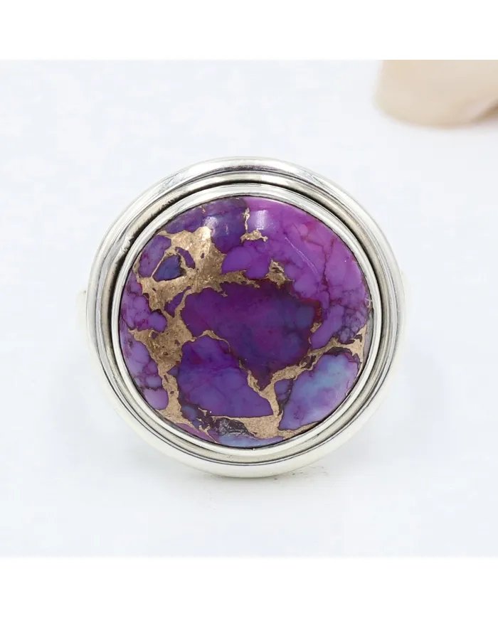 Purple Copper Turquoise Ring - 925 Sterling Silver Gemstone Jewelry