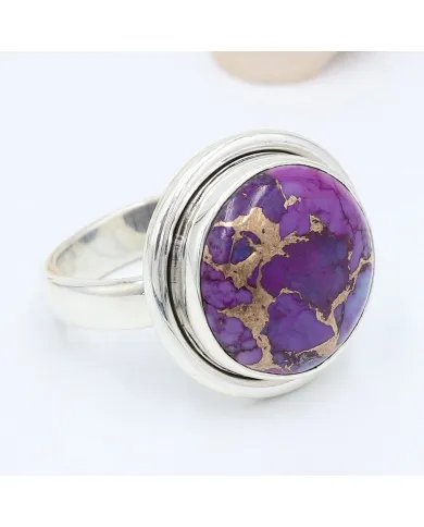 Purple Copper Turquoise Ring - 925 Sterling Silver Gemstone Jewelry