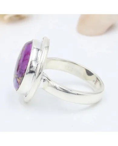 Purple Copper Turquoise Ring - 925 Sterling Silver Gemstone Jewelry