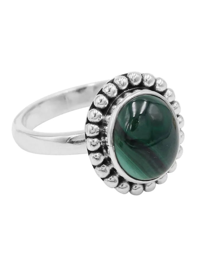 Natural Malachite Ring - Handmade 925 Sterling Silver Gemstone Jewelry